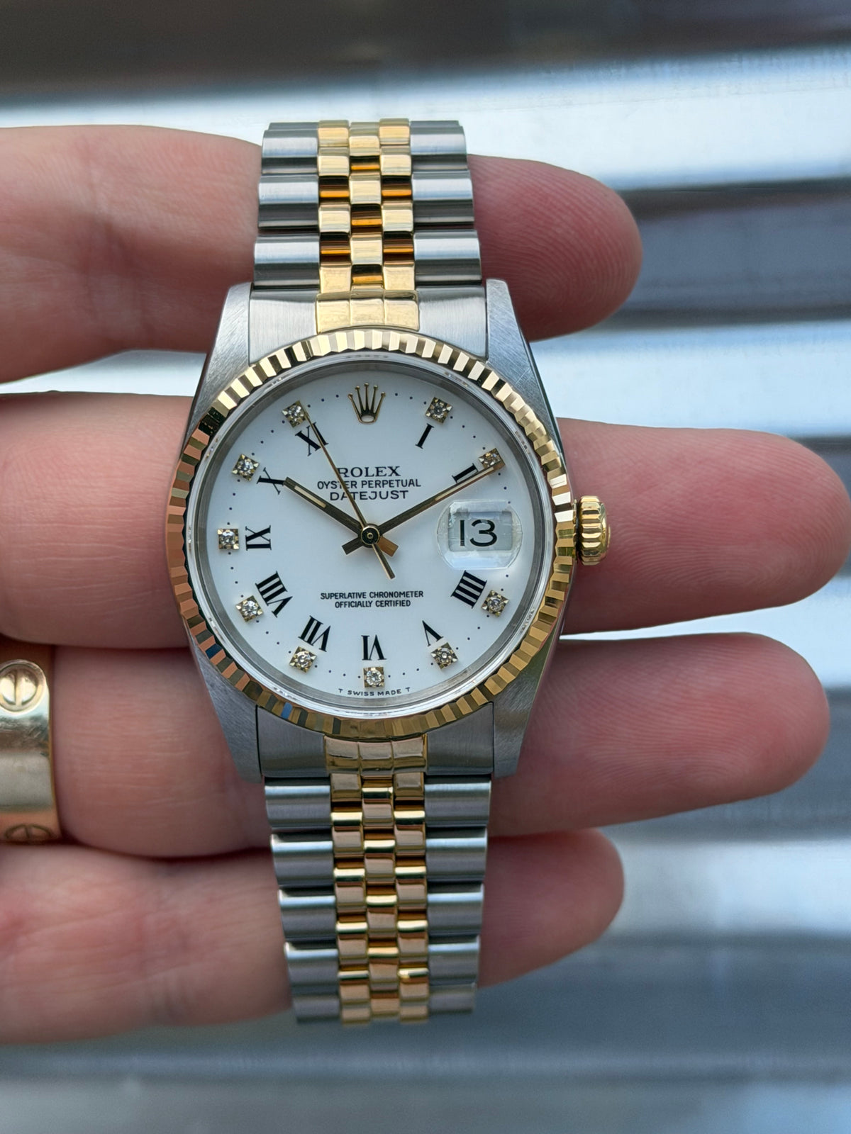 Rolex Datejust 36mm Ref.16233 White Roman Diamond Dial Box & Papers