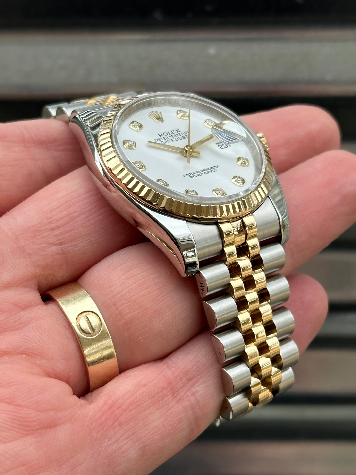 Rolex Datejust “White Diamond Dial” 36mm Red.116233 Box & Papers