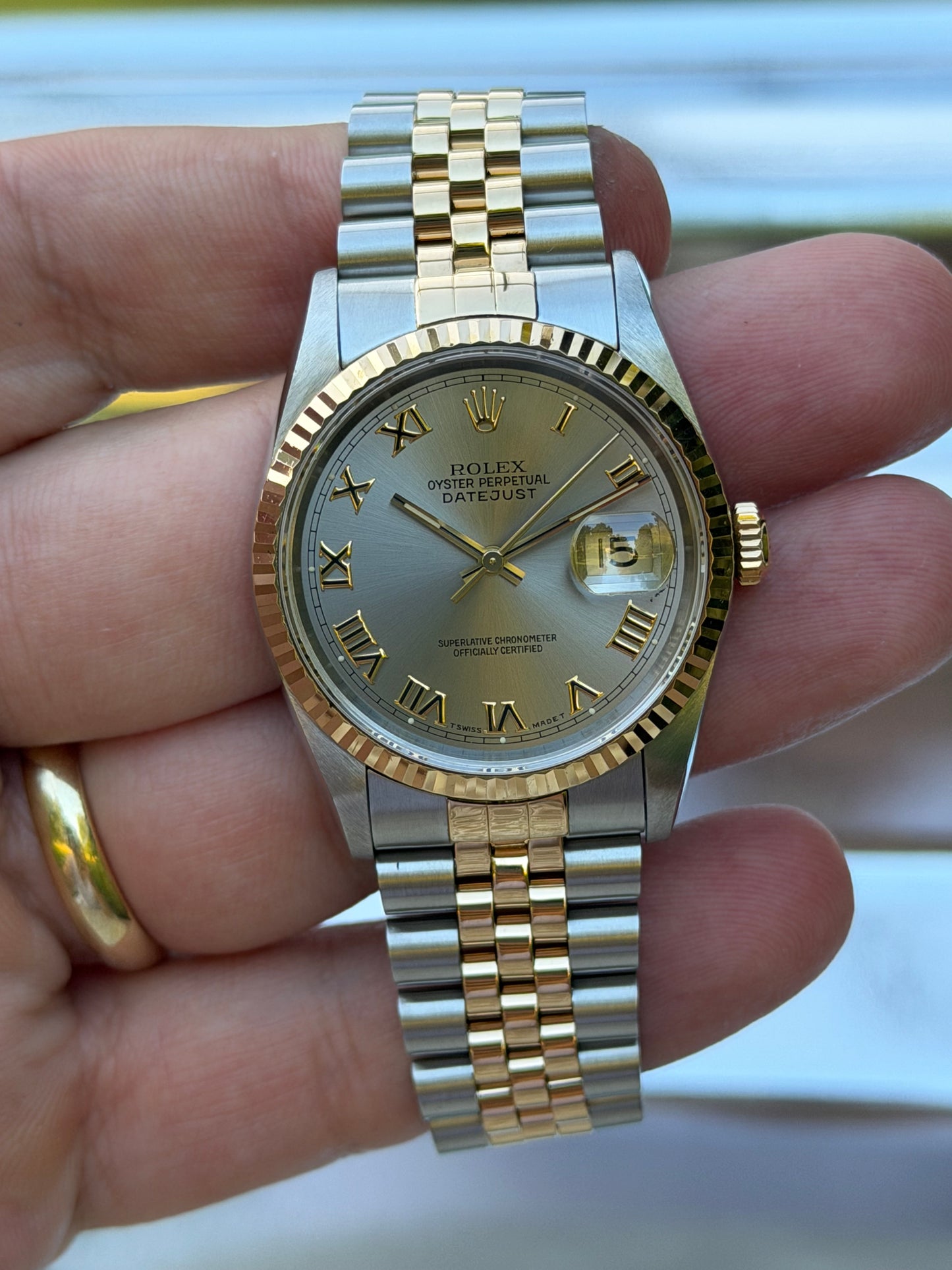 Rolex Datejust “Gray Roman Numeral Dial” 36mm Ref.16233 Box & Papers