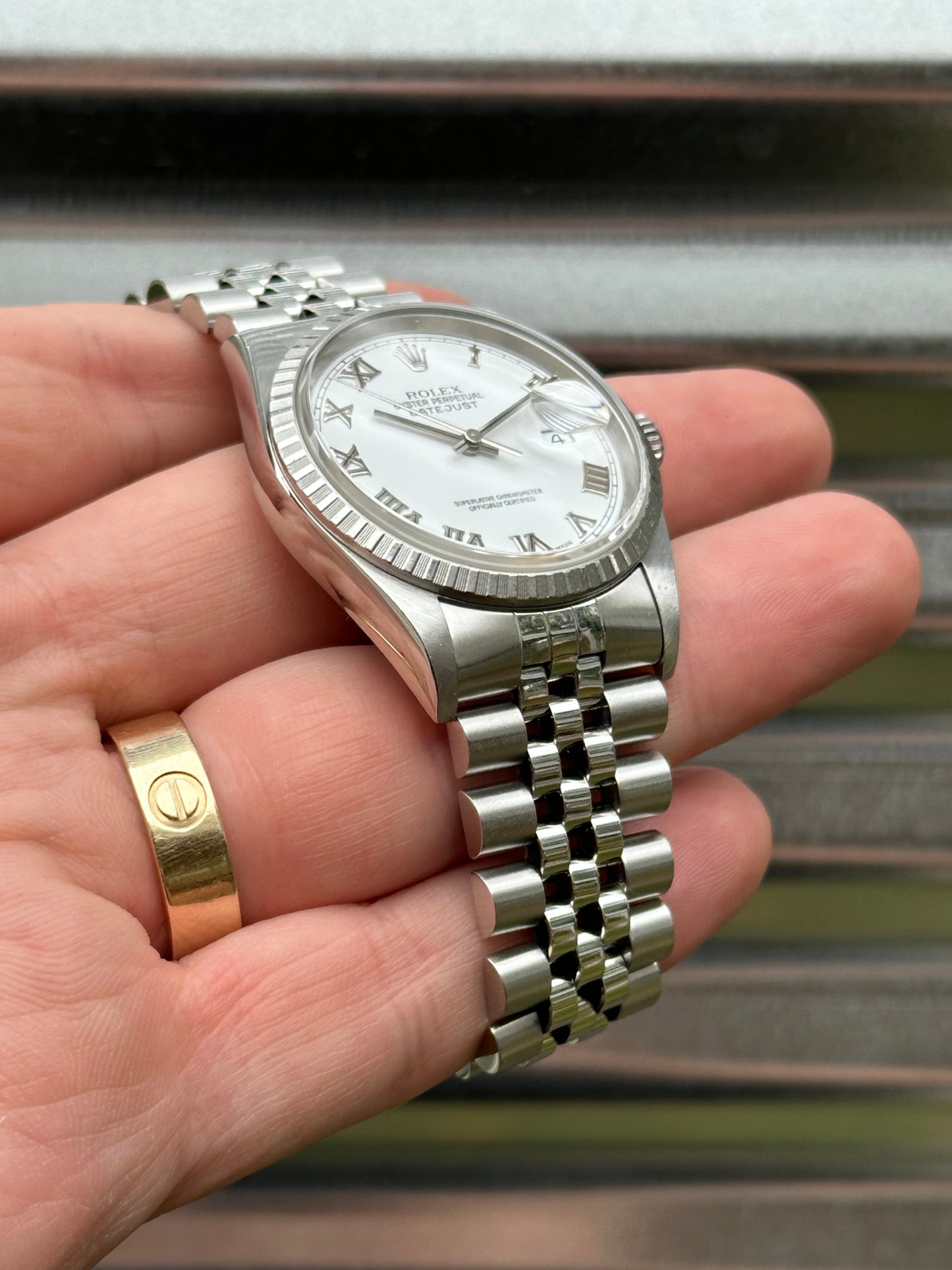 Rolex Datejust 36mm Ref.16220 White Roman Dial Box & Papers