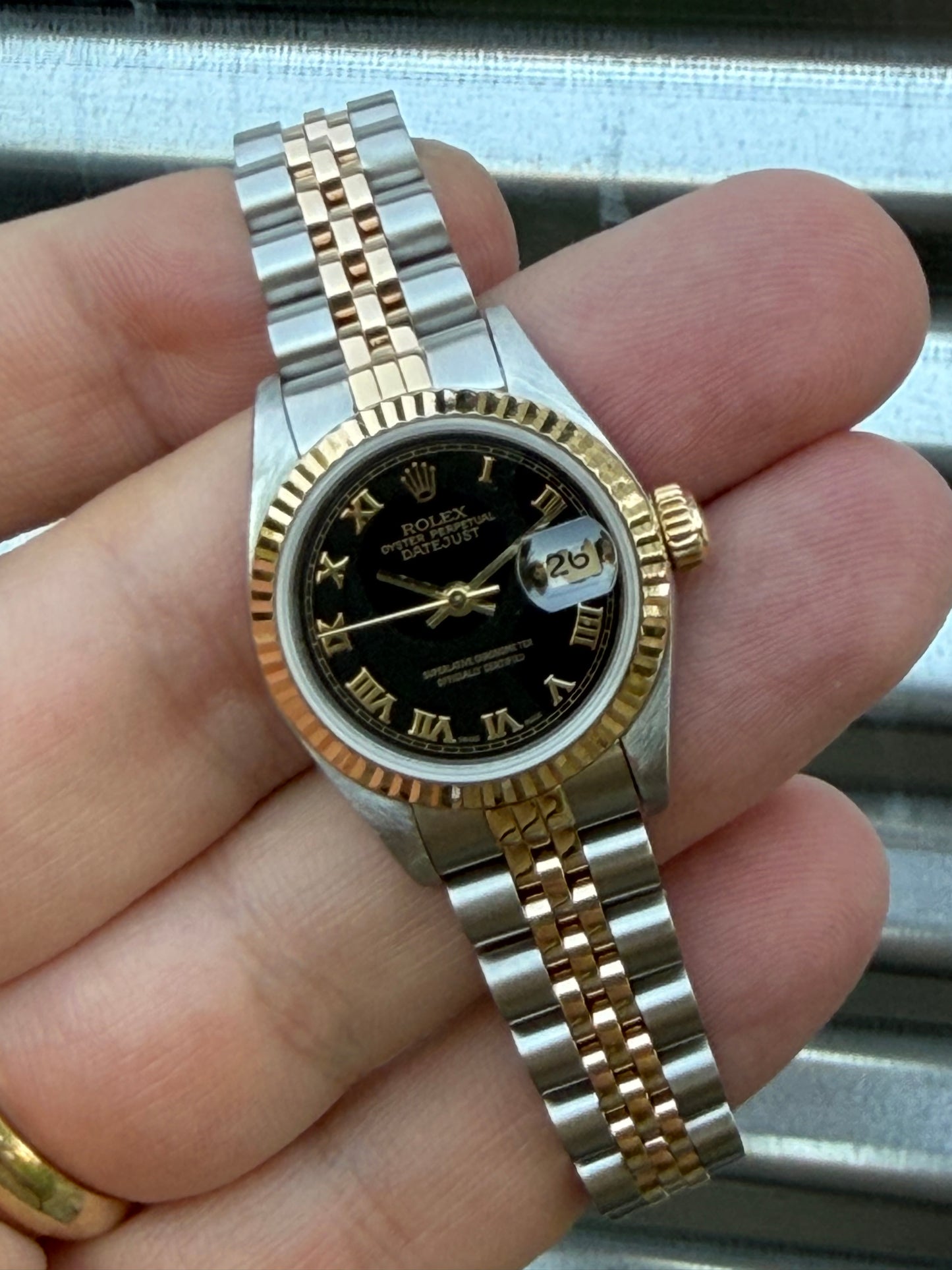 Rolex Ladies Datejust 26mm Ref.69173 Box & Papers “Black Pyramid Dial”
