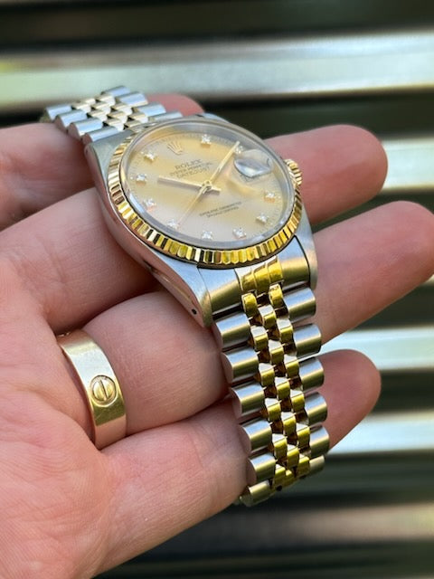 Rolex Datejust 36mm “Champagne Diamond Dial” Ref.16233 Box & Papers