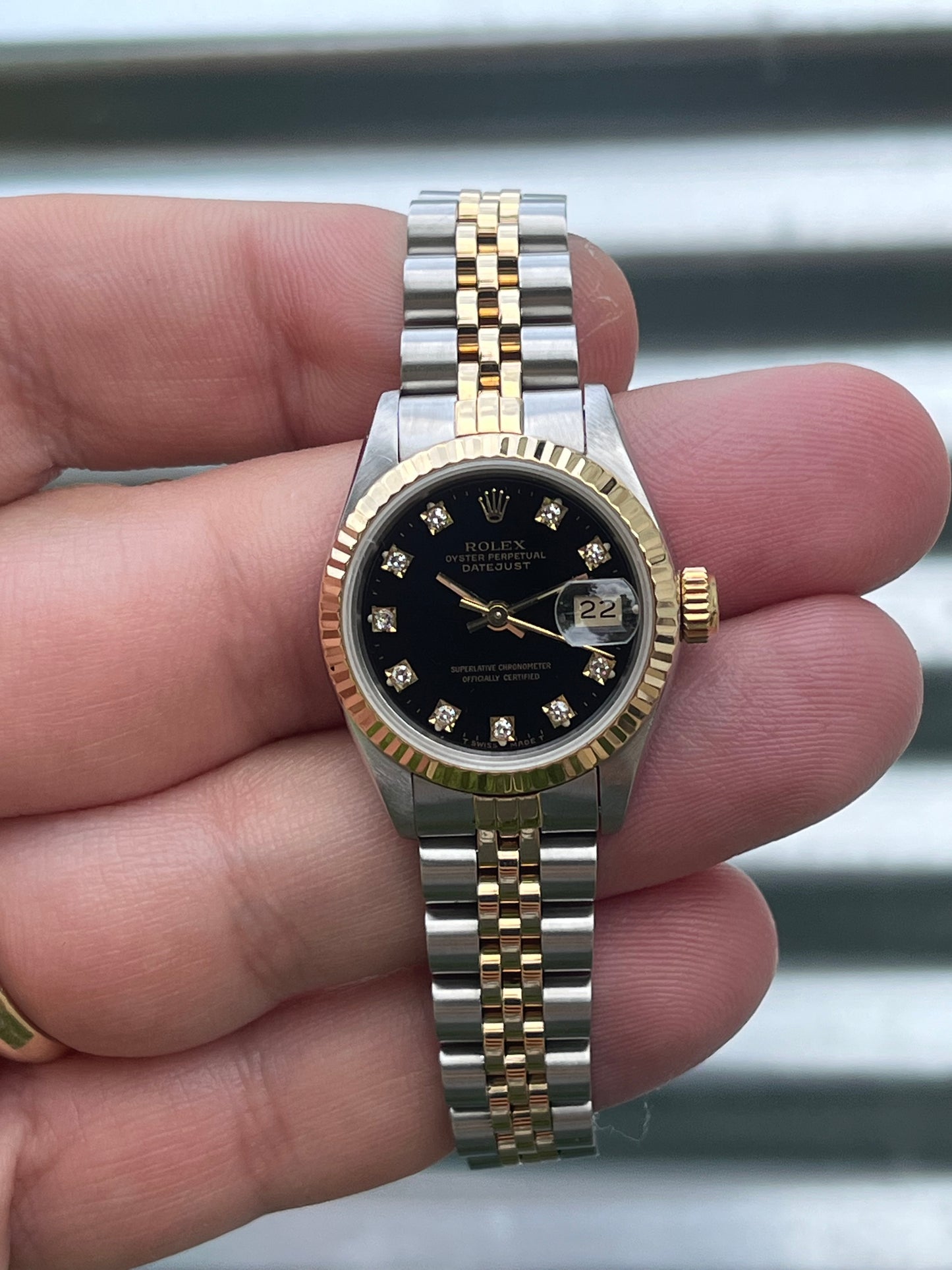 Rolex Ladies Datejust 26mm Ref.69173 Box & Papers “Black Diamond Dial”