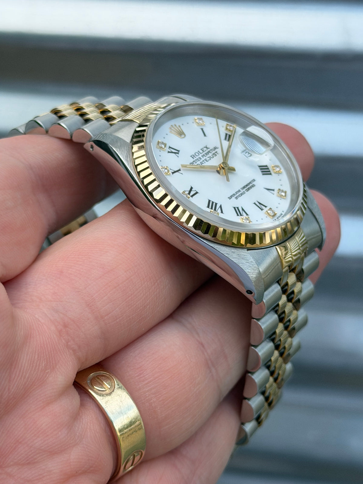 Rolex Datejust 36mm Ref.16233 White Roman Diamond Dial Box & Papers