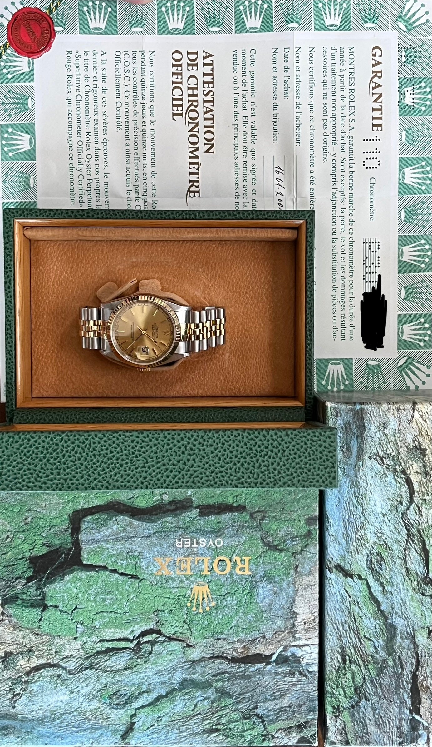 Rolex Datejust 36mm Champagne Dial w/Roman Numeral Track Ref.16233 Box & Papers