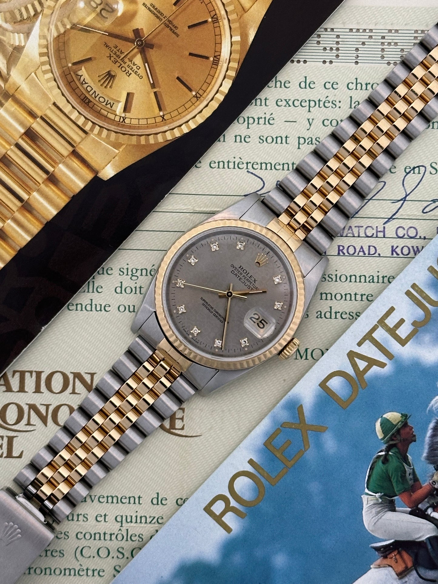Rolex Datejust 36mm Ref.16233 “Anniversary Diamond Dial” Box & Papers