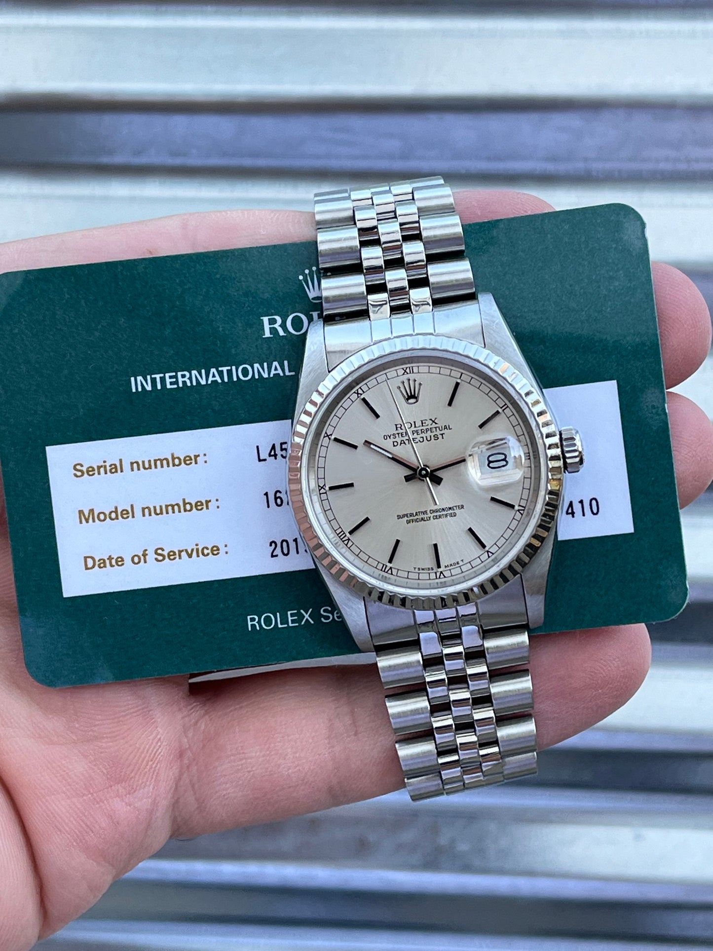 Rolex Datejust 36mm Ref.16234 Watch w/Service Card