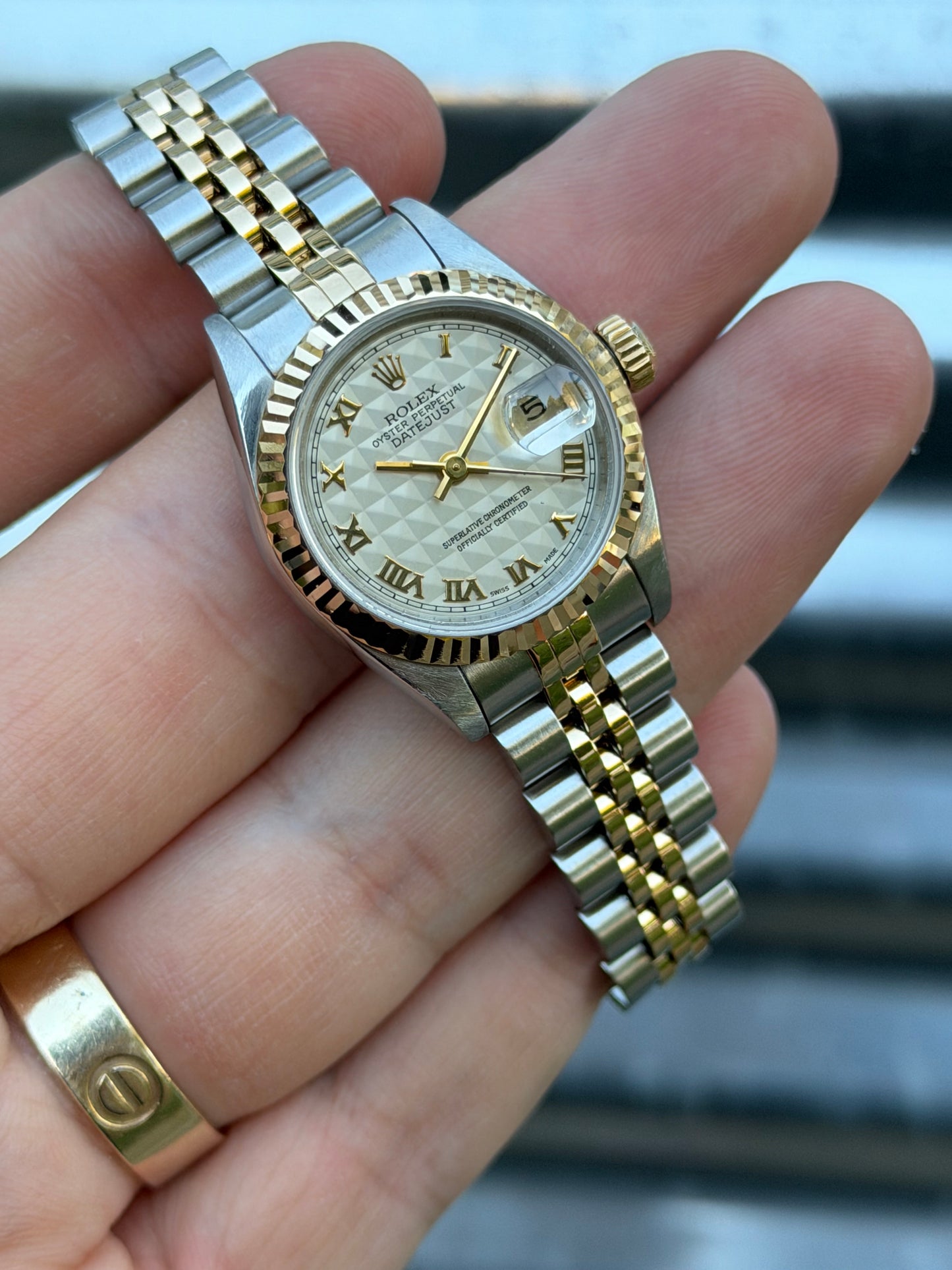Rolex Ladies Datejust “Pyramid Dial” 26mm Ref.69173 Box & Papers