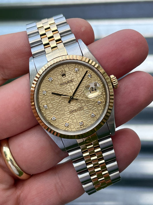 Rolex Datejust 36mm Ref.16233 Box & Papers “Anniversary Diamond Dial”