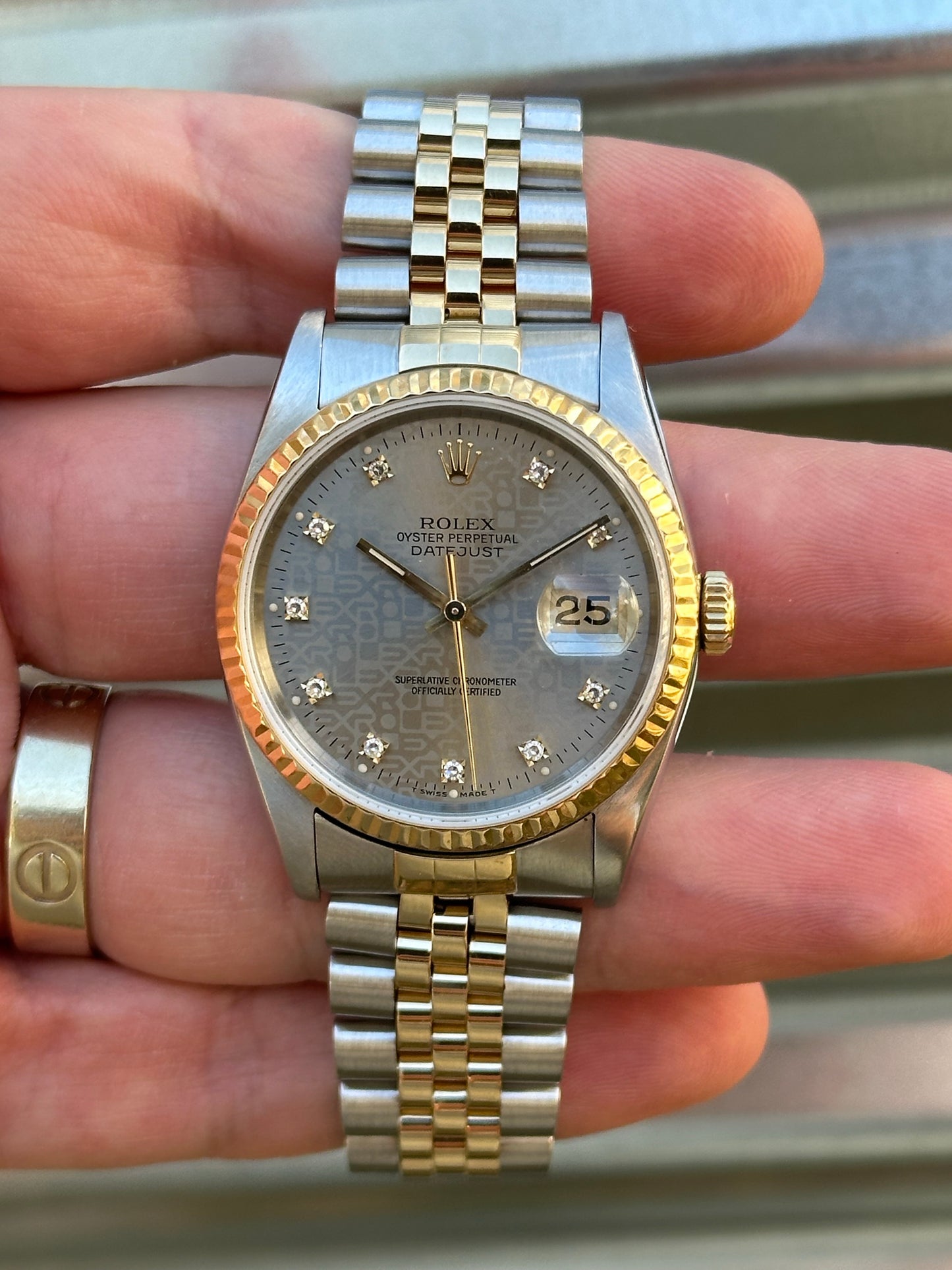 Rolex Datejust 36mm Ref.16233 “Anniversary Diamond Dial” Box & Papers