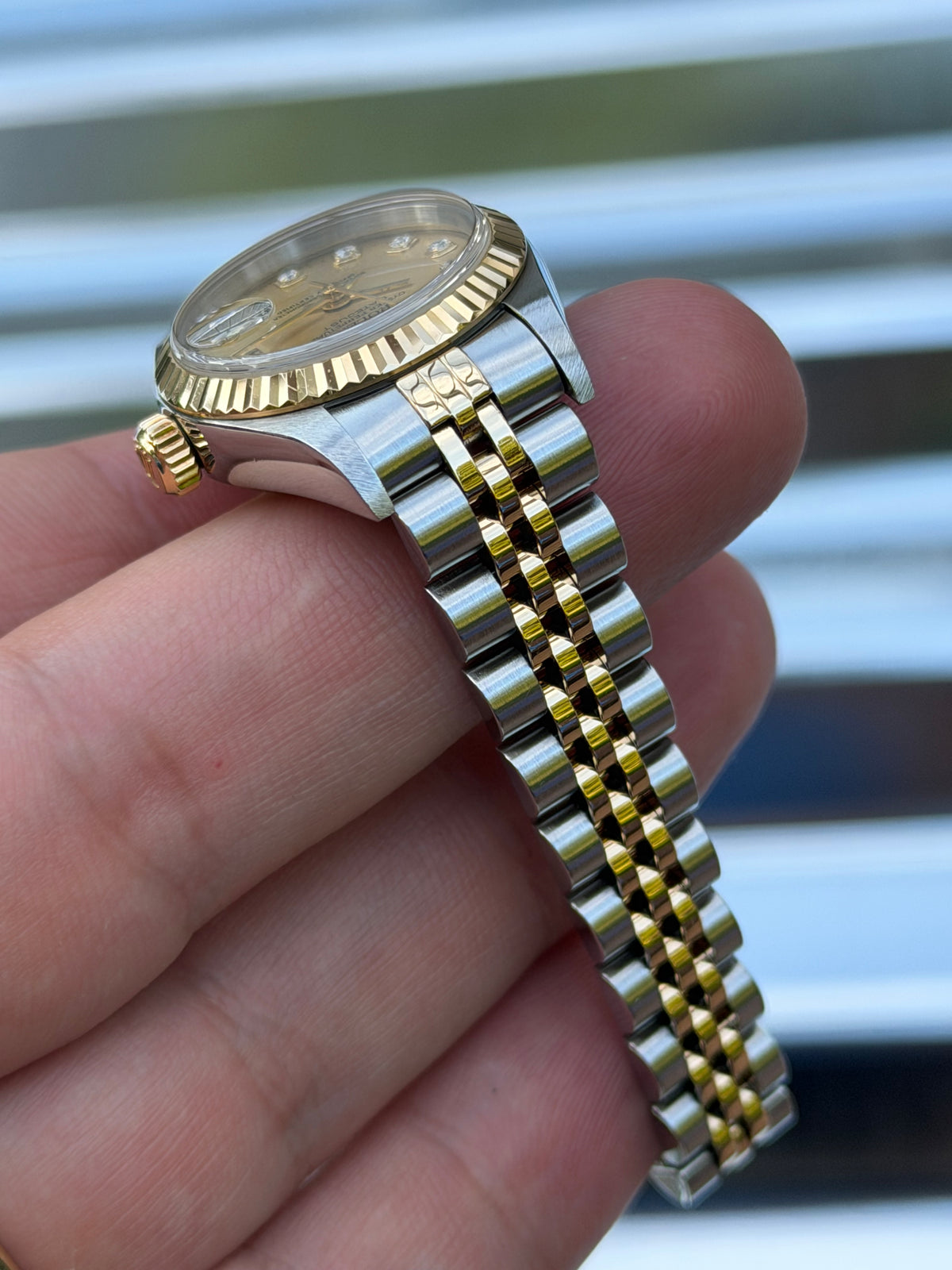 Rolex Ladies Datejust “Champagne Big Diamond  Dial” 26mm Ref.69173 Box & Papers