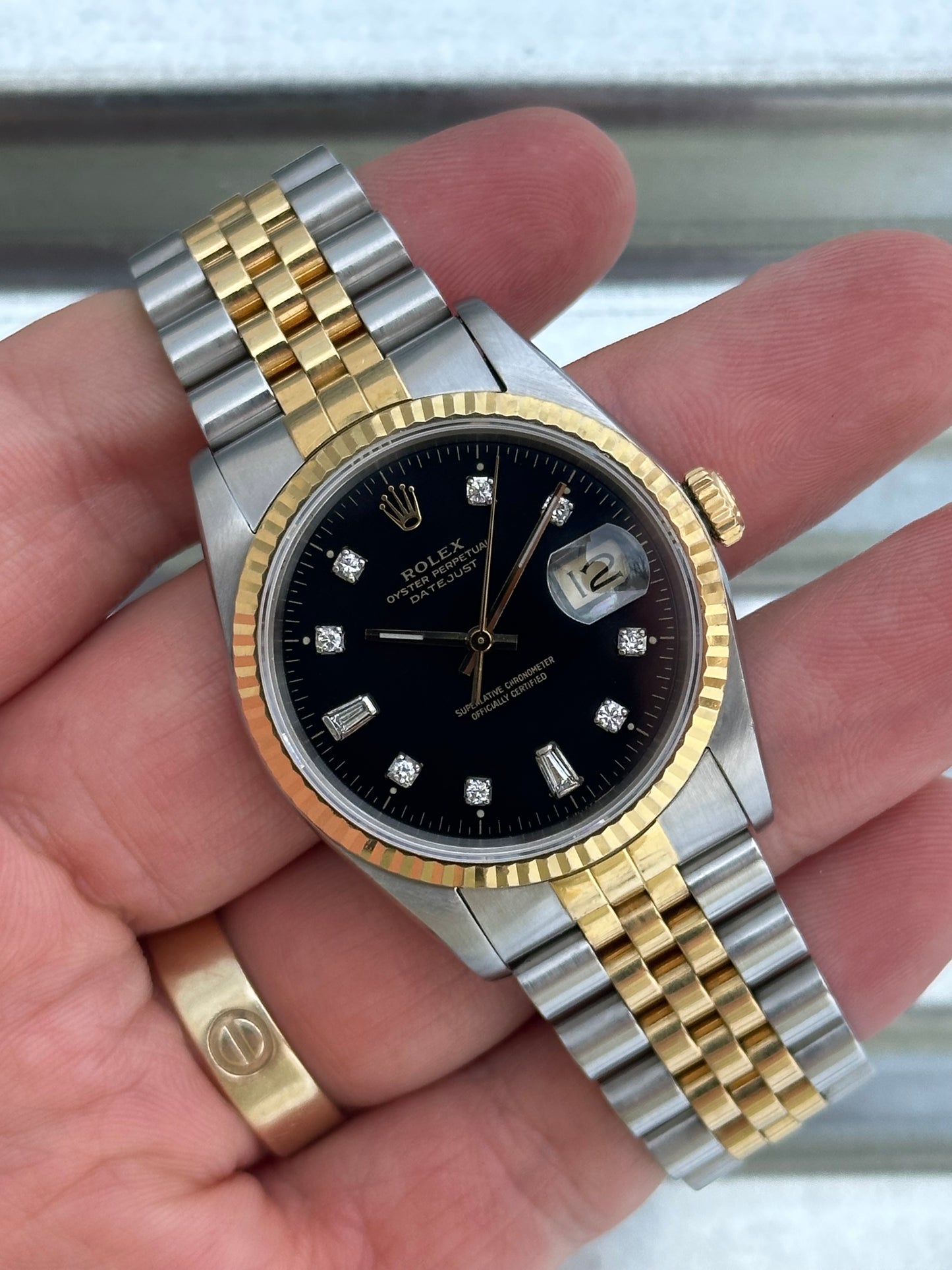 Rolex Datejust “Custom Black Diamond Dial” 36mm Ref.16233 Box & Papers
