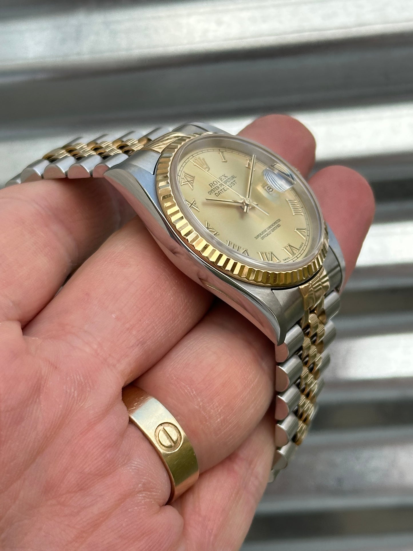 Rolex Datejust 36mm Ref.16233 “Champagne Roman Numeral Dial” Box & Papers
