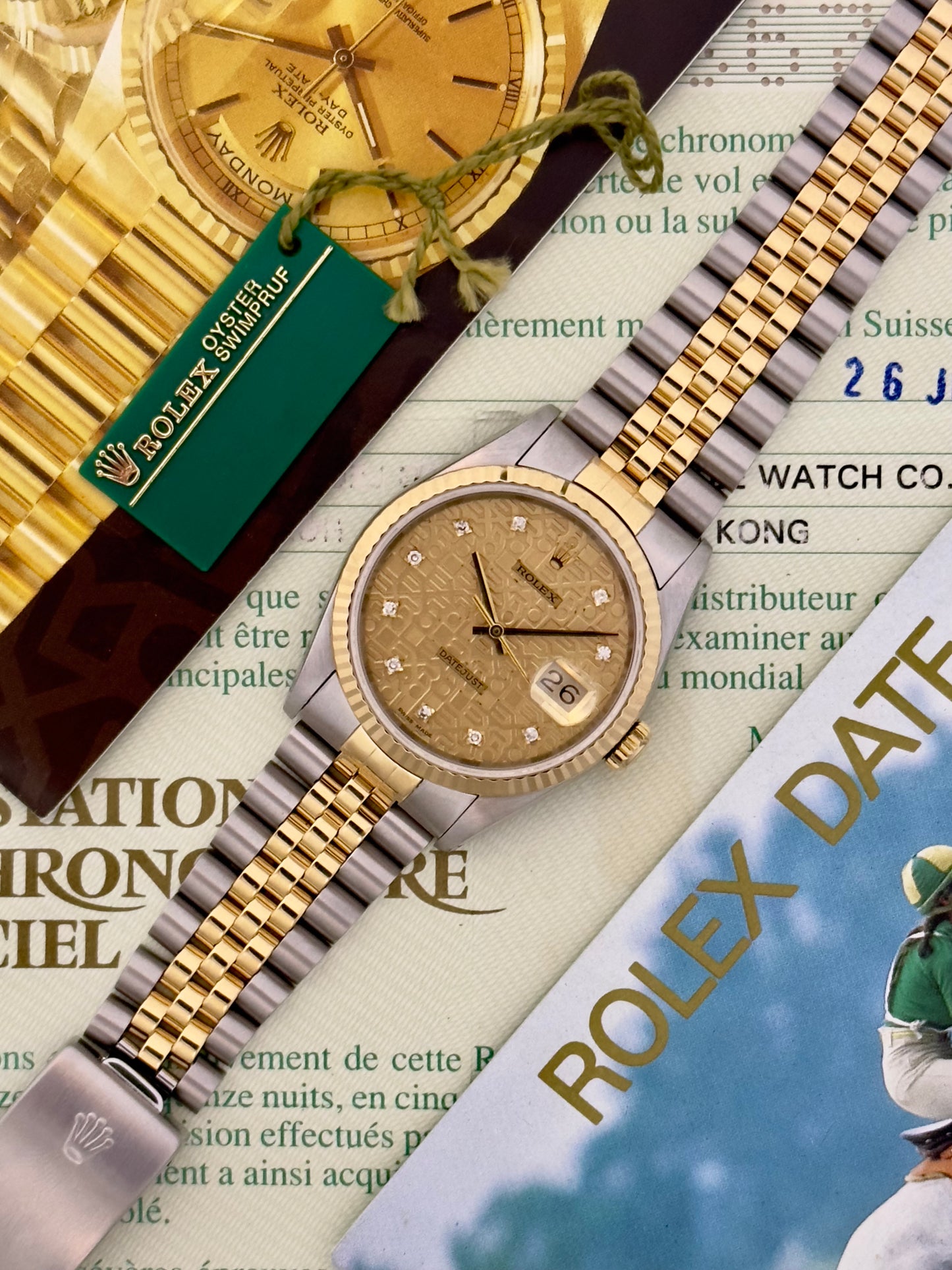 Rolex Datejust 36mm Ref.16233 “Anniversary Diamond Dial” Box & Papers
