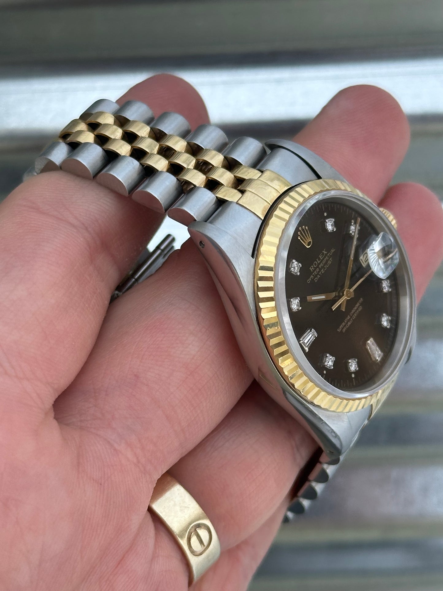 Rolex Datejust “Custom Black Diamond Dial” 36mm Ref.16233 Box & Papers