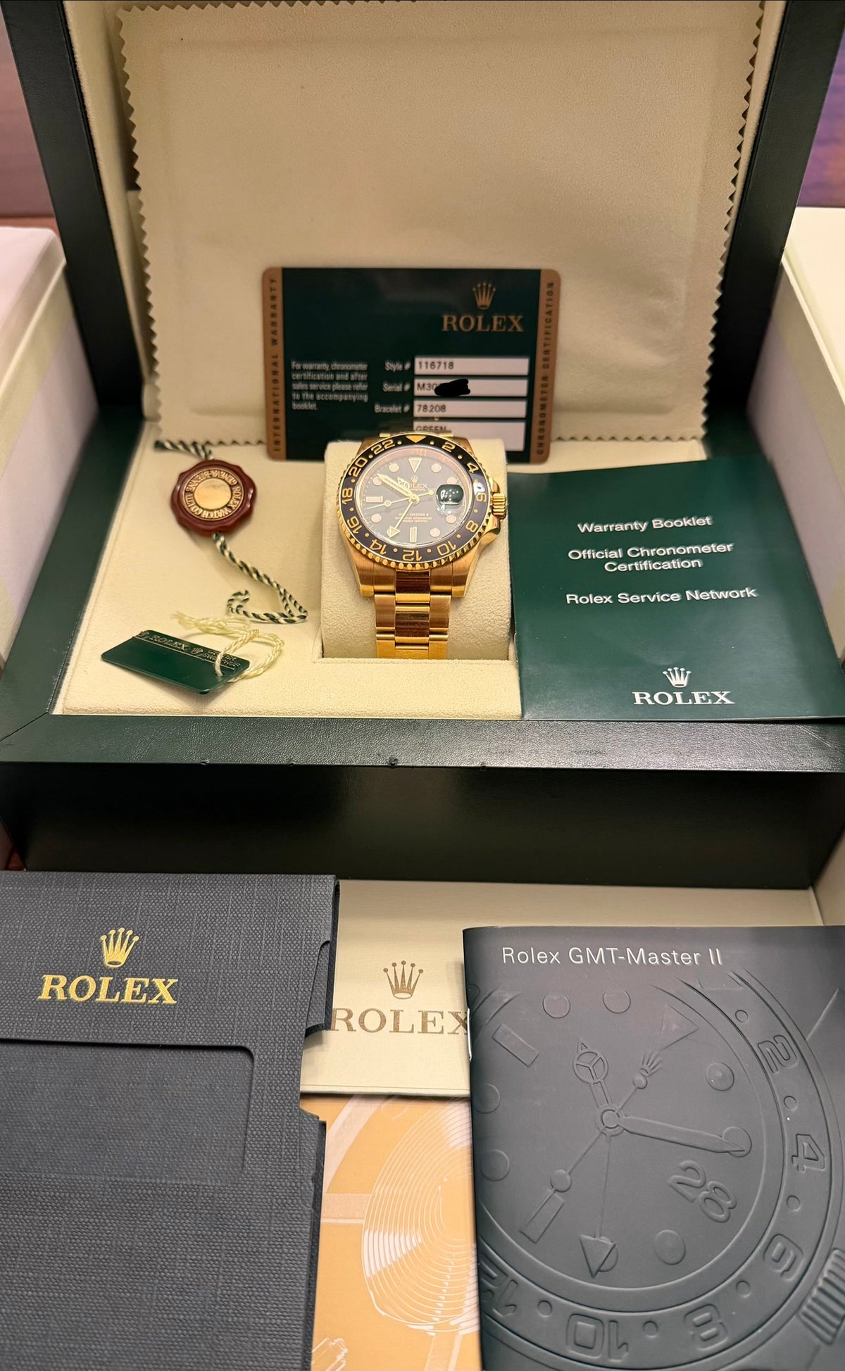 Rolex GMT Master II Green Dial 40mm Ref.116718LN Full Set