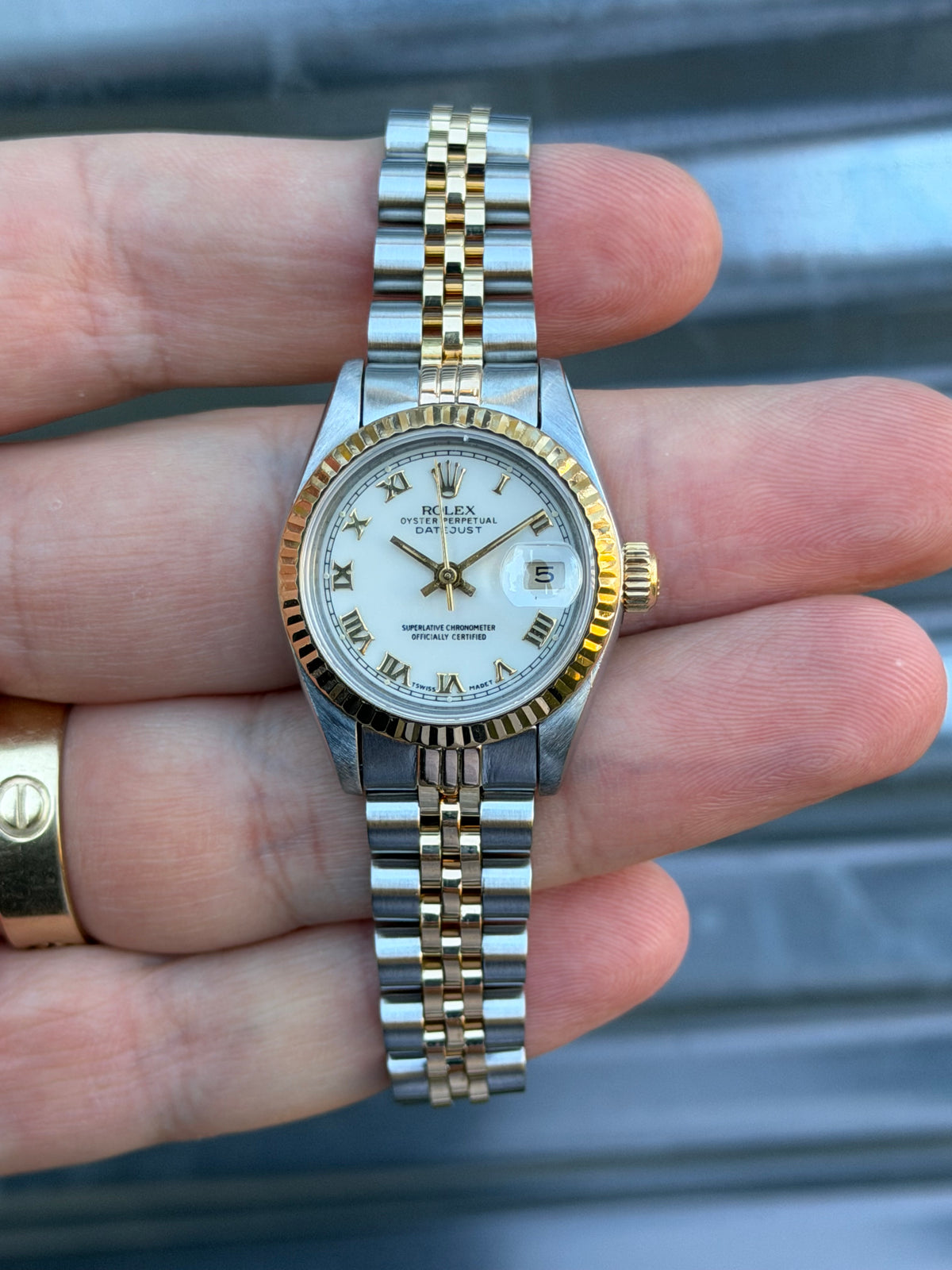 Rolex Ladies Datejust “White Roman Dial” 26mm Ref.69173 Box & Papers