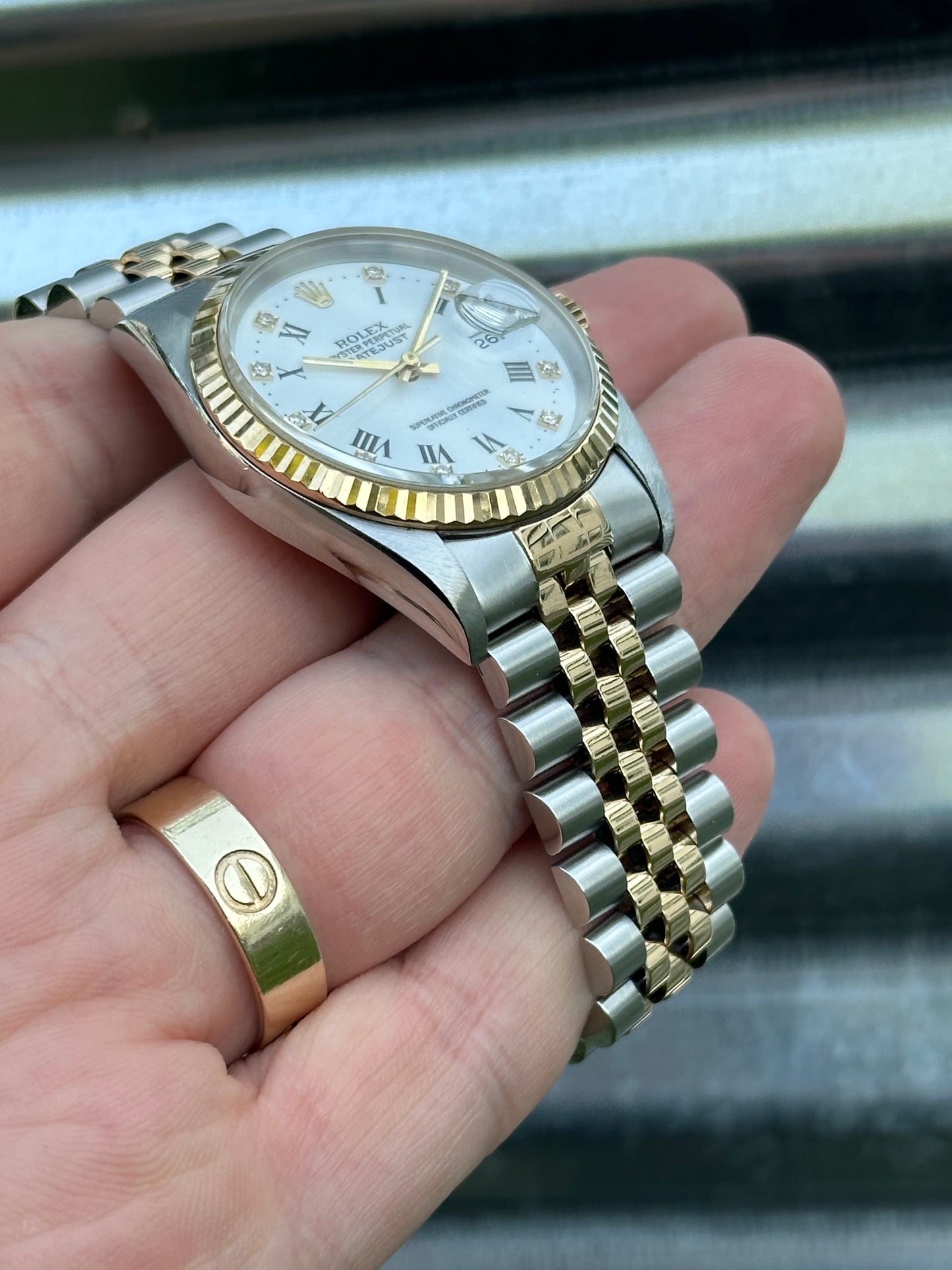 Rolex Datejust 36mm Ref.16233 Box & Papers White Roman Diamond Dial