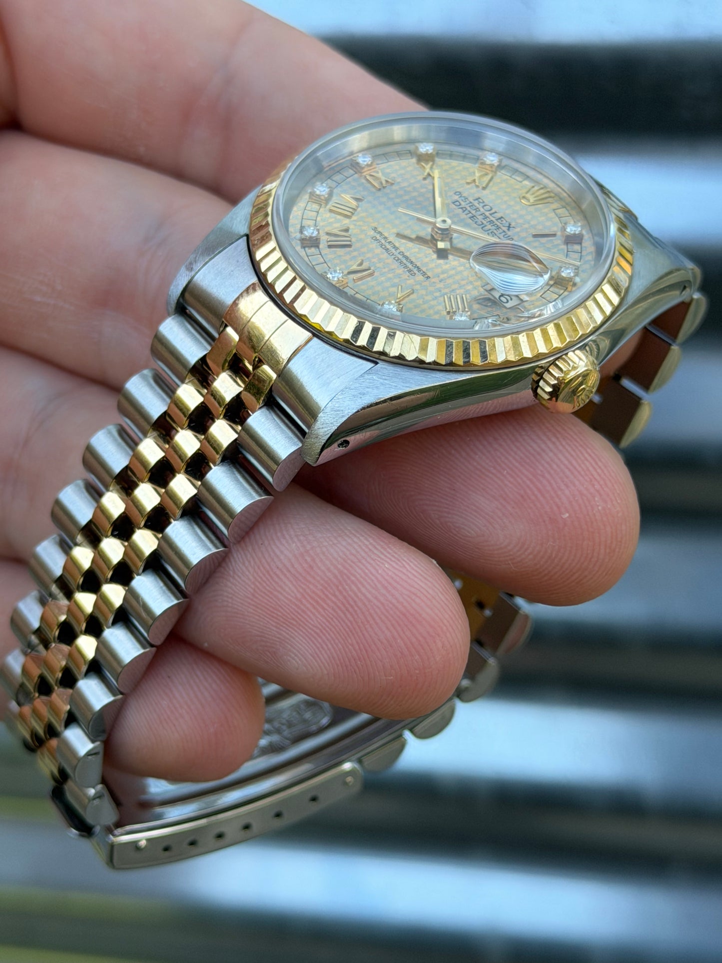Rolex Datejust “Houndstooth Dial” 36mm Ref.16233 Box & Papers