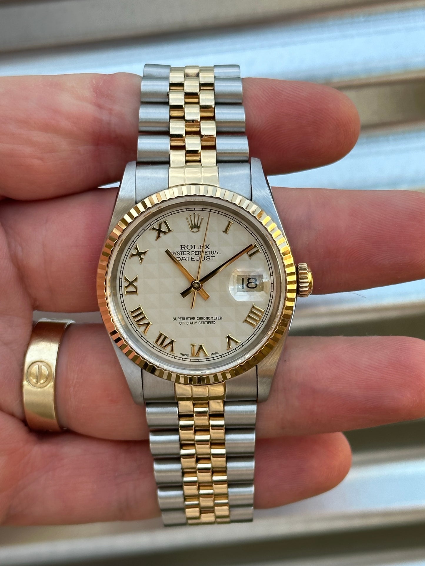 Rolex Datejust 36mm Ref.16233 “Pyramid Dial” Box & Papers