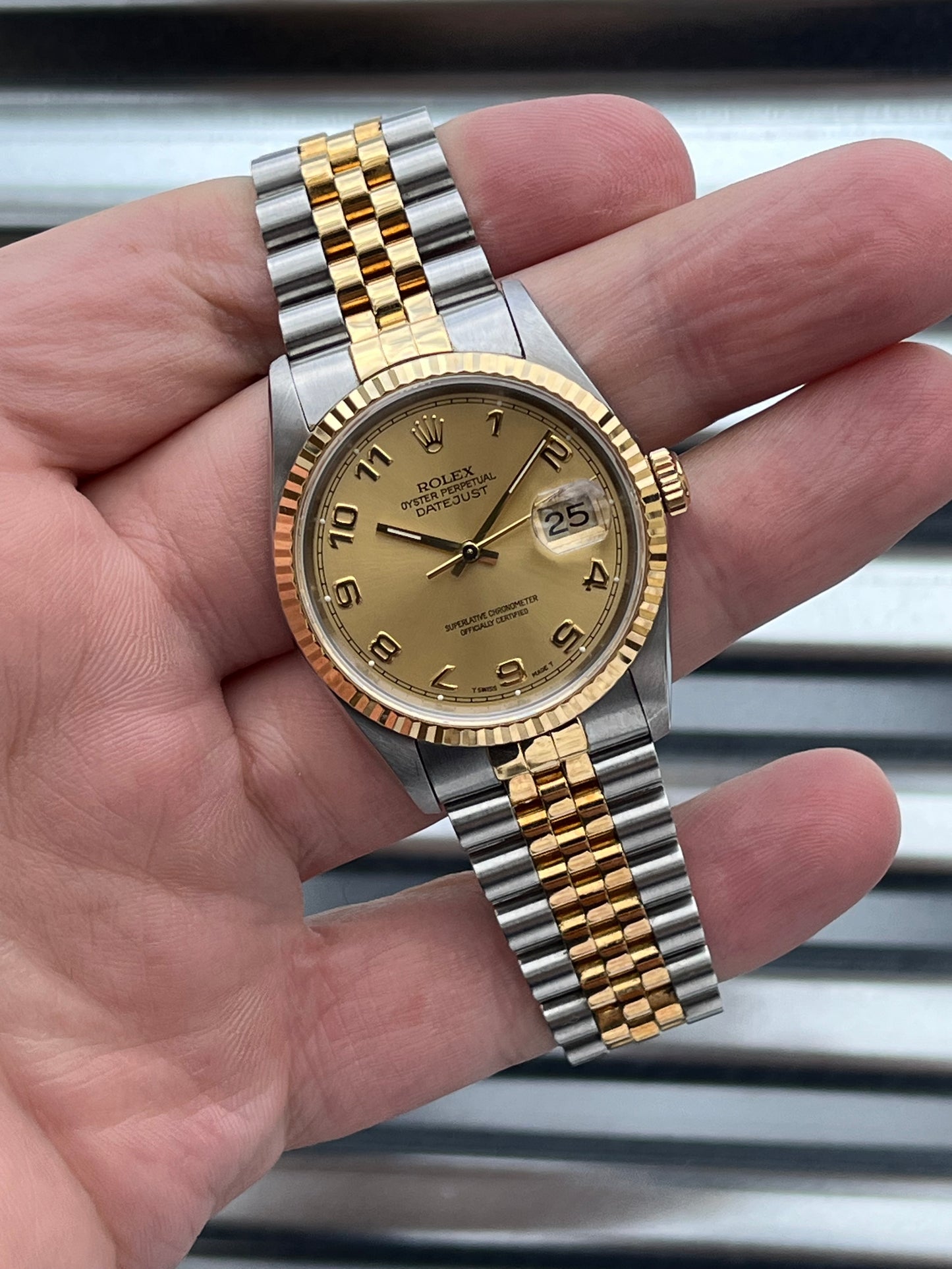 Rolex Datejust 36mm Ref.16233 Arabic Numeral Dial Box & Papers